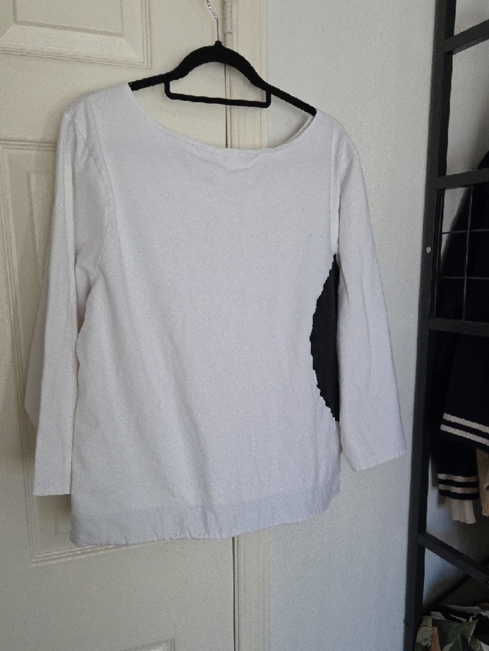 Michael Simon White Boxy Top W Black Half Circle XL - Picture 6 of 7